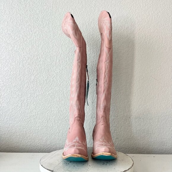 Lane LEXINGTON Over the Knee Womens Cowboy Boots 7 Pink Western Cowgirl Lace up - Picture 7 of 15